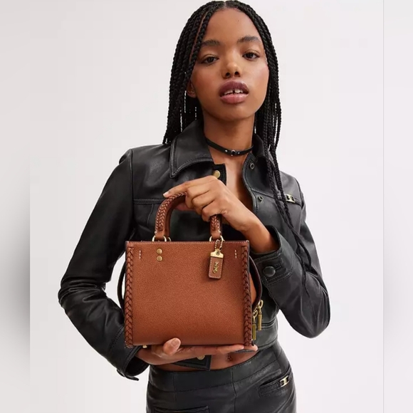 🎀Authentic Coach Rogue 20 With Braid. Pebble Leather/Brass/Burnished Amber✨️ - Picture 8 of 16